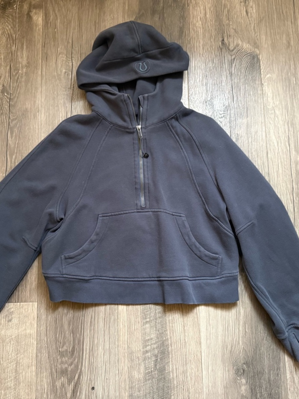 lululemon athletica women’s Scuba Half-Zip Hooded Sweater - Charcoal Blue